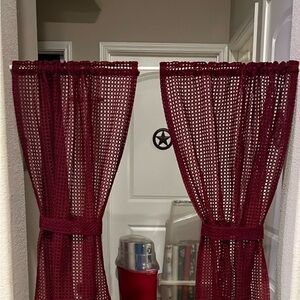 Elegant Burgundy Curtains w/ Tiebacks.